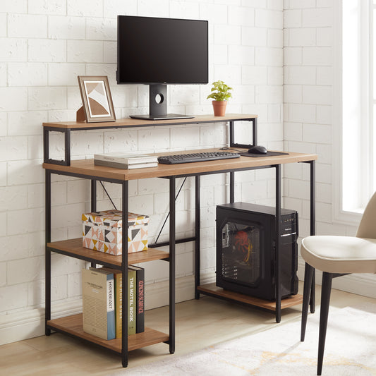 Mainstays  47" Computer Desk with Storage Shelves, Walnut Finish