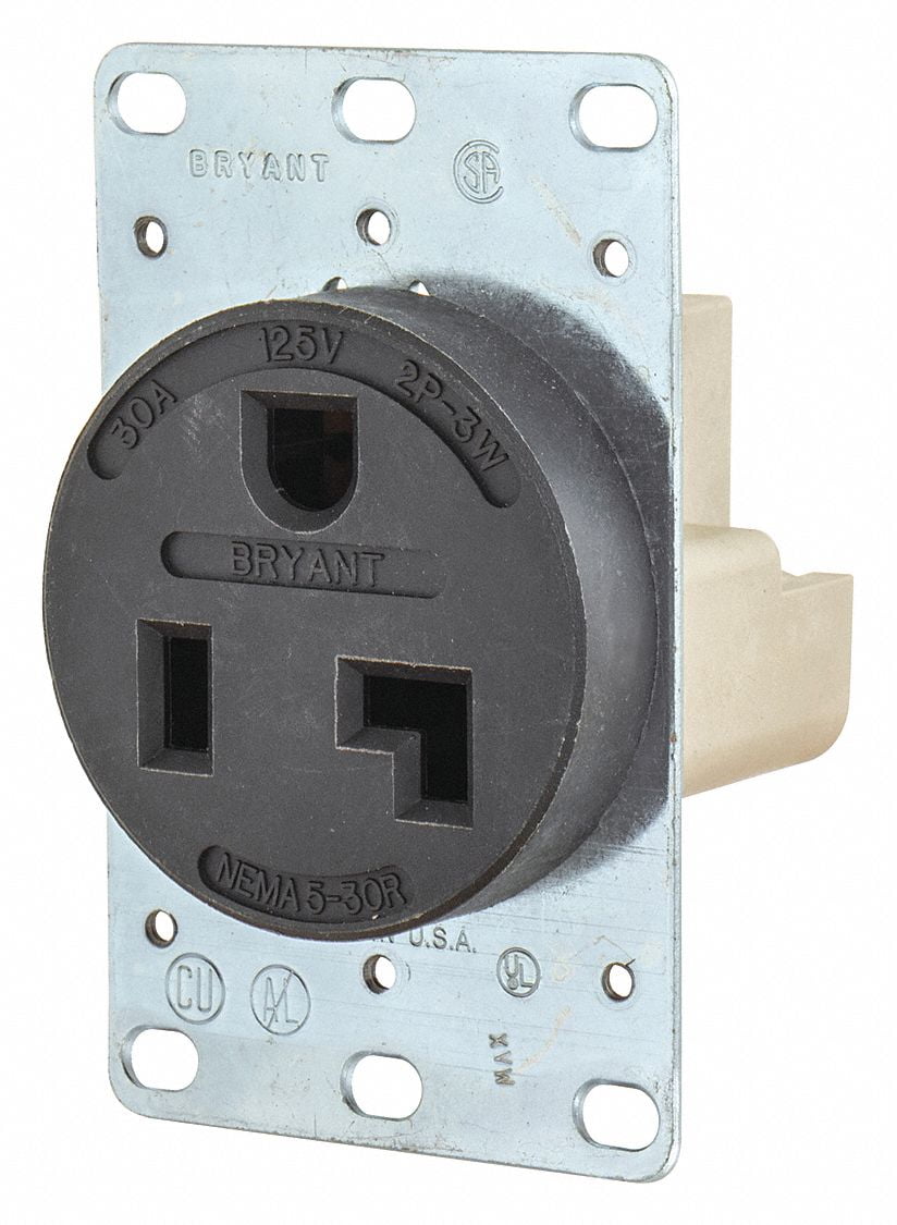 Manufacturer Varies Receptacle,Black,30A,2.0 HP,3 Wires 9530FR