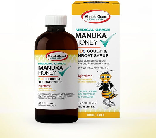 Manuka Honey Kids Nighttime Cough And Throat Syrup, 4 Oz, 2 Pack