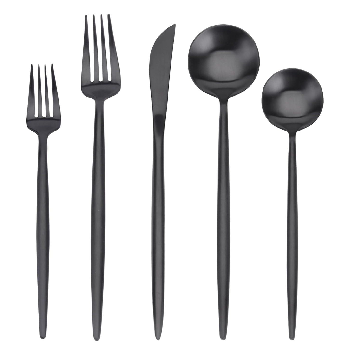 Matte Black Silverware Set, SHARECOOK 20-Piece Stainless Steel Satin Finish Flatware Set,  Tableware Cutlery Set for Home and Restaurant