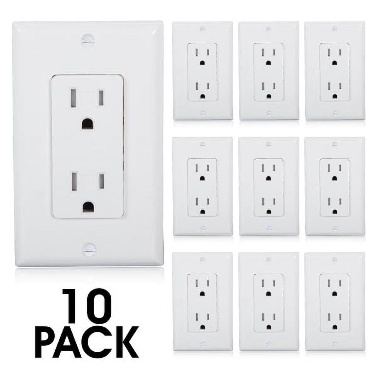 Maxxima Tamper Resistant Duplex Receptacle - Standard Electrical Wall Outlet 15A- White - 10 Pack