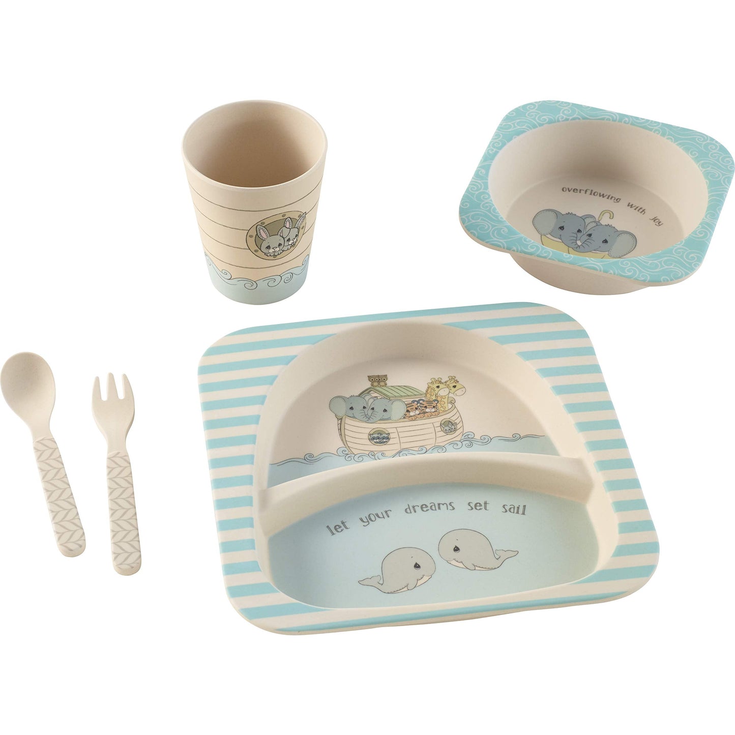 Precious Moments 202415 Let Your Dreams Sail Noah’s Ark Bamboo Children's Mealtime Set, One Size, Multicolored