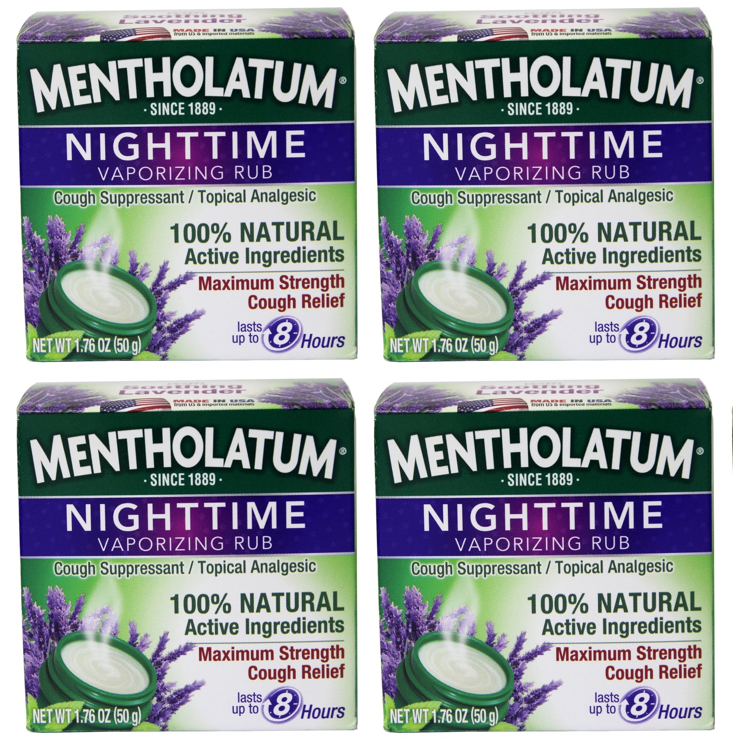 Mentholatum Nighttime Vaporizing Rub Maximum Strength Cough Relief, 1.76 oz (Pack of 4)