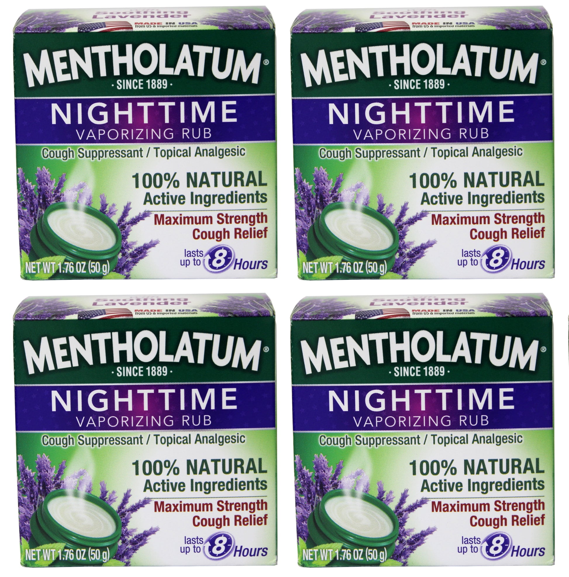 Mentholatum Nighttime Vaporizing Rub Maximum Strength Cough Relief, 1.76 oz (Pack of 4)