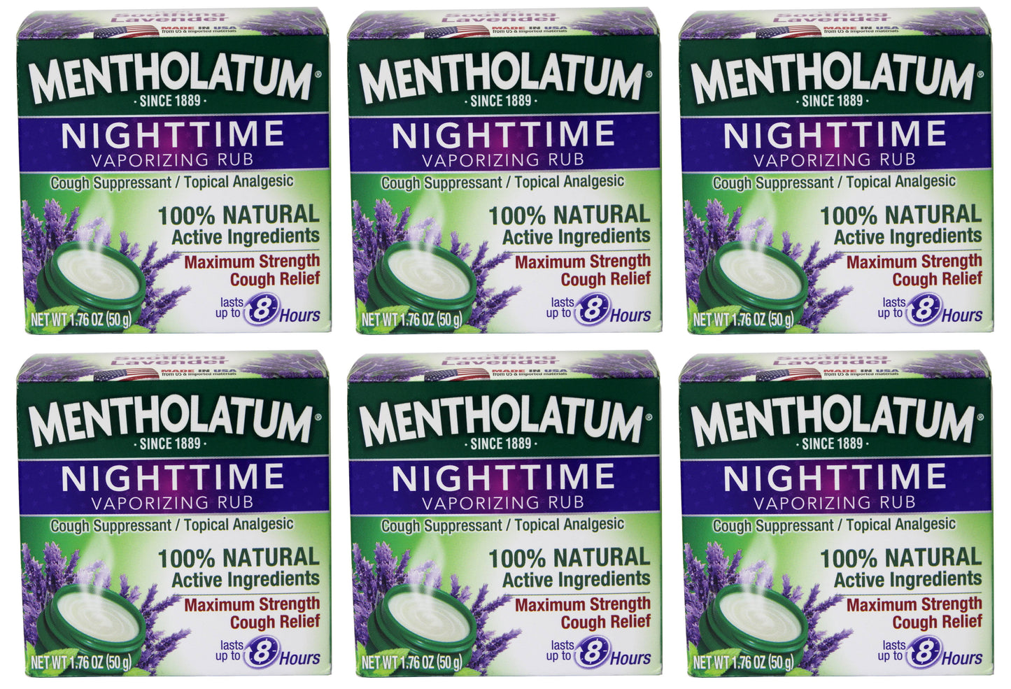 Mentholatum Nighttime Vaporizing Rub Maximum Strength Cough Relief, 1.76 oz (Pack of 6)