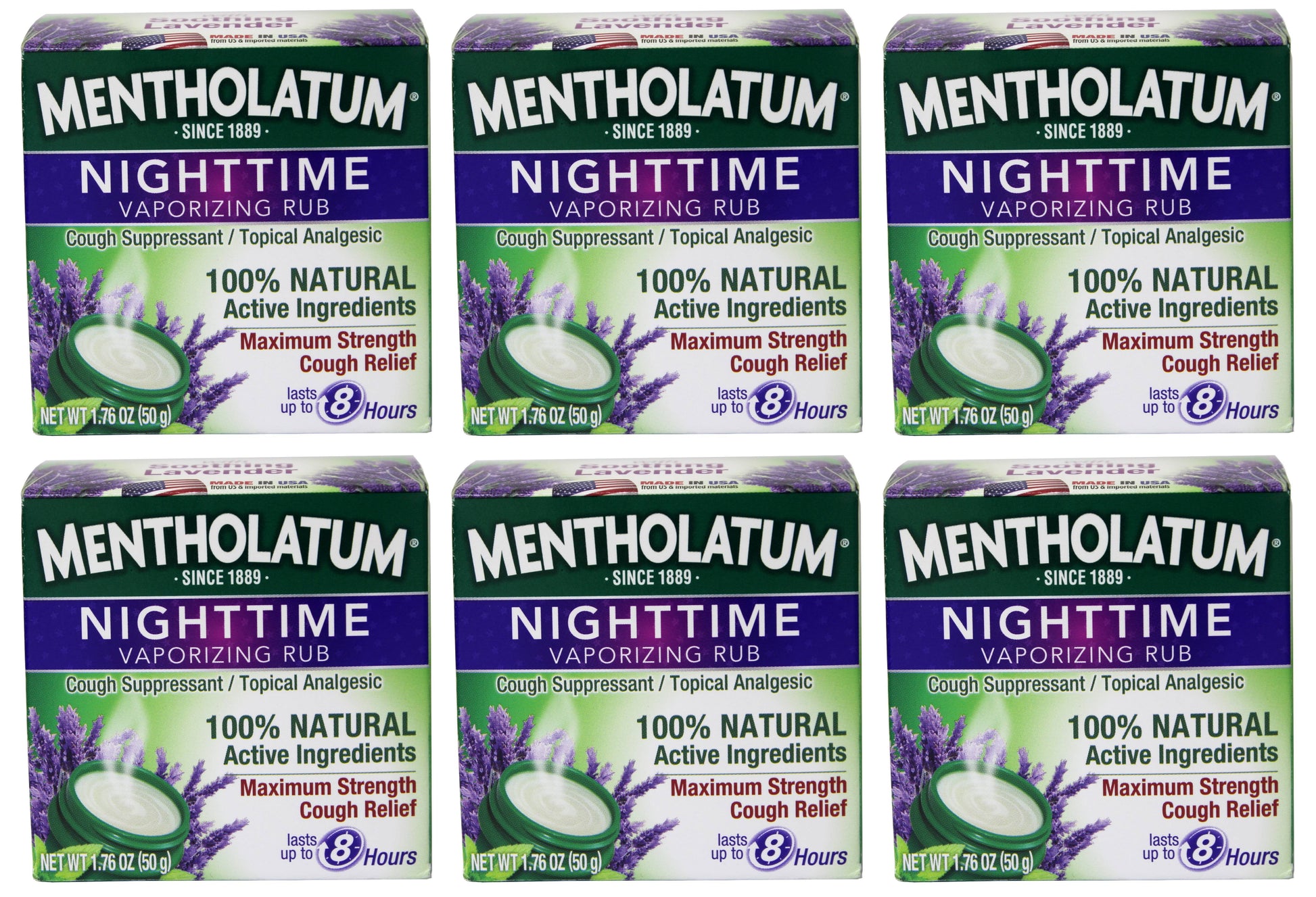 Mentholatum Nighttime Vaporizing Rub Maximum Strength Cough Relief, 1.76 oz (Pack of 6)