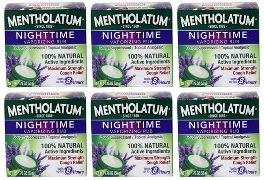 Mentholatum Nighttime Vaporizing Rub Maximum Strength Cough Relief, 1.76 oz (Pack of 6)