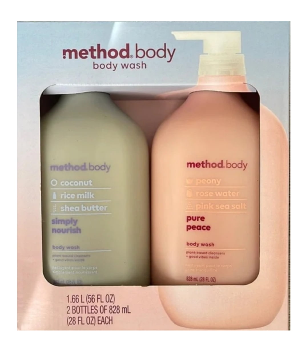 Method Body Wash, Simply Nourish and Pure Peace, 28 Fluid Ounce (Pack of 2)