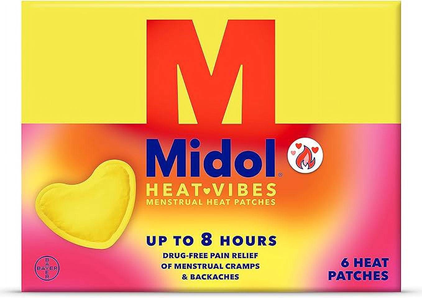 Midol Heat Vibes Menstrual Pain Relief Heat Patches for Menstrual Symptom Relief - 6 Count