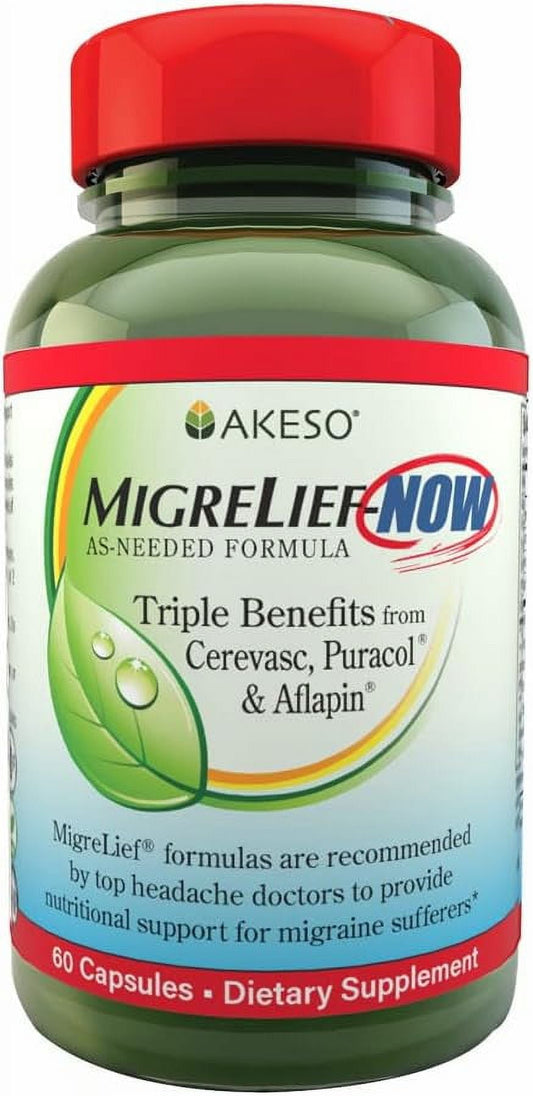 MigreLief-Now - Fast Acting Formula, As-Needed Nutritional Support for Migraine and Headache Sufferers - 60 Vegetarian Capsules