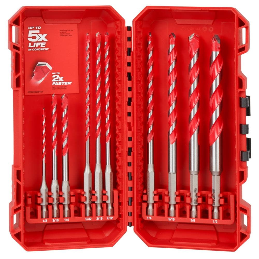 Milwaukee 10Pc. Shockwave Impact Duty™ Carbide Hammer Drill Bit Kit