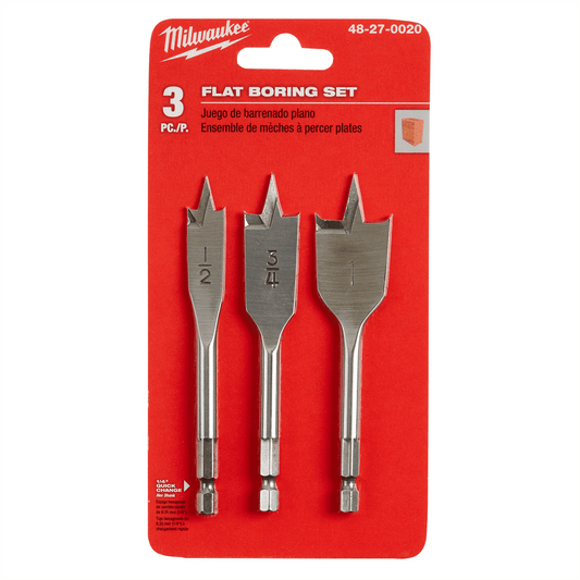 Milwaukee Tool 3PC Stubby Flat Boring Set