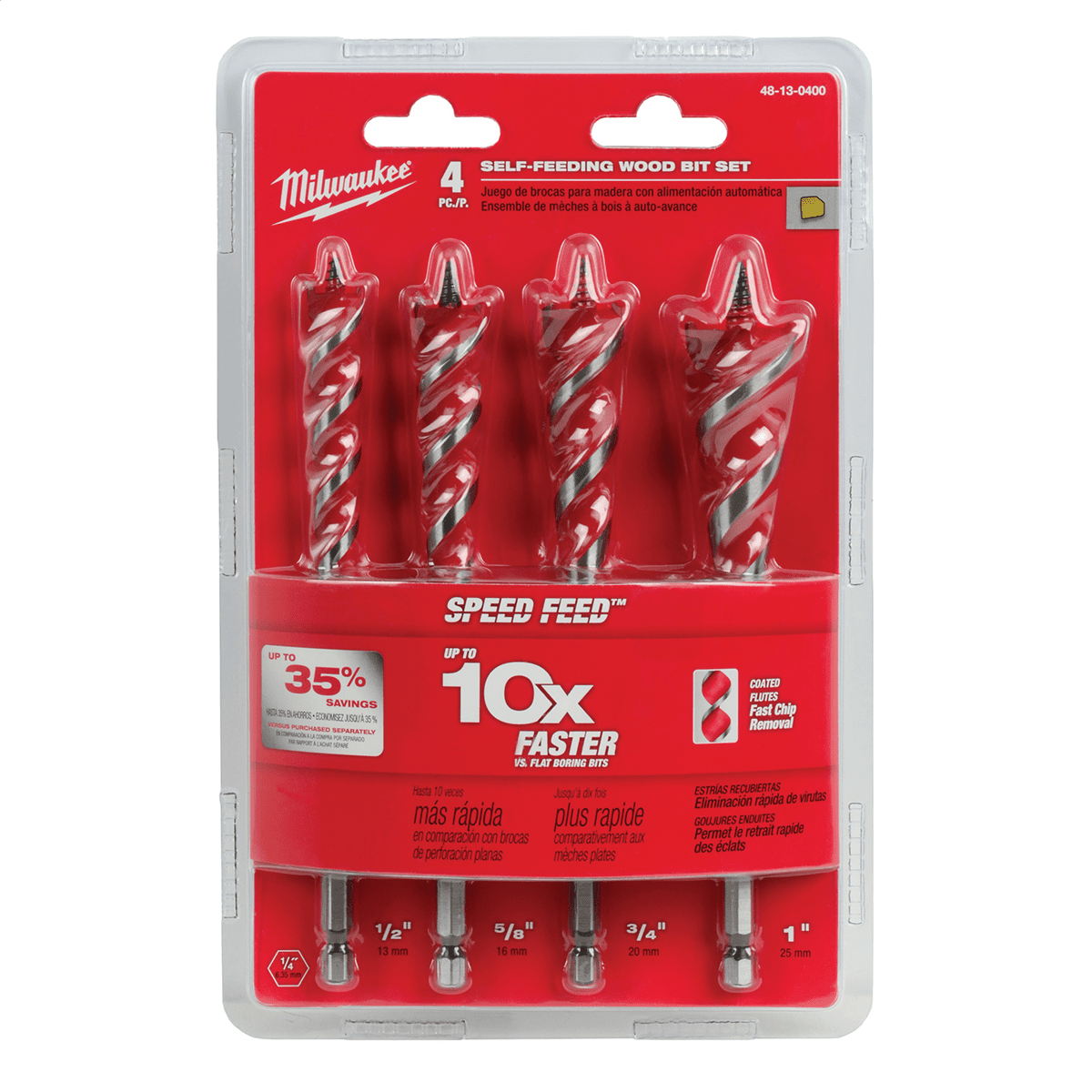 Milwaukee Tool SPEED FEED Wood Bit 6-1/2" Set - 4 PC