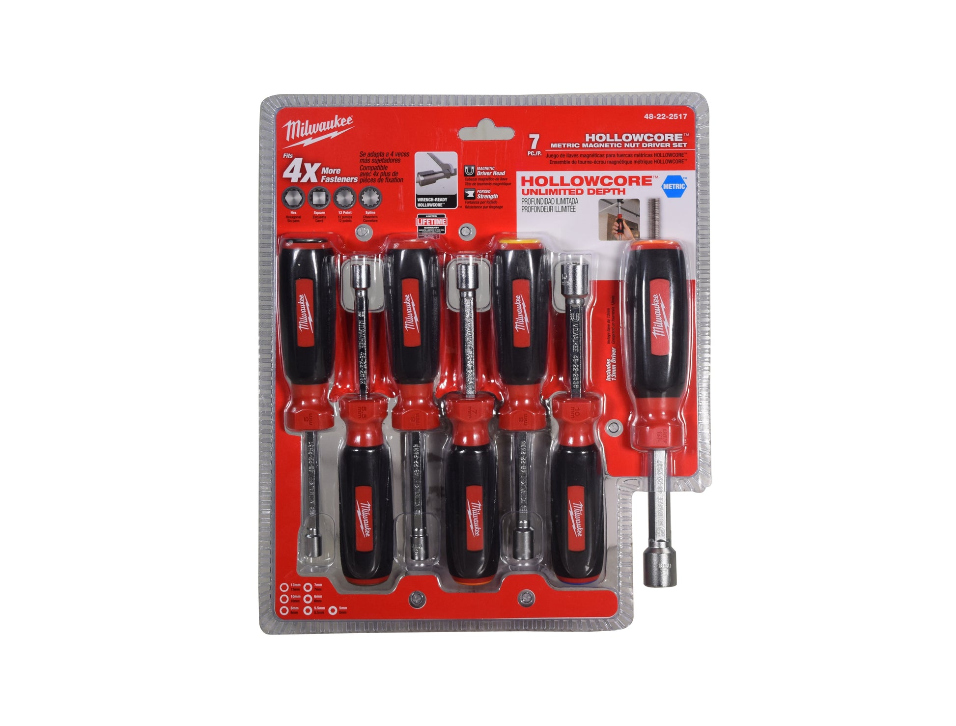 Milwaukee 48-22-2517 7-Piece Magnetic Metric Nut Driver Set