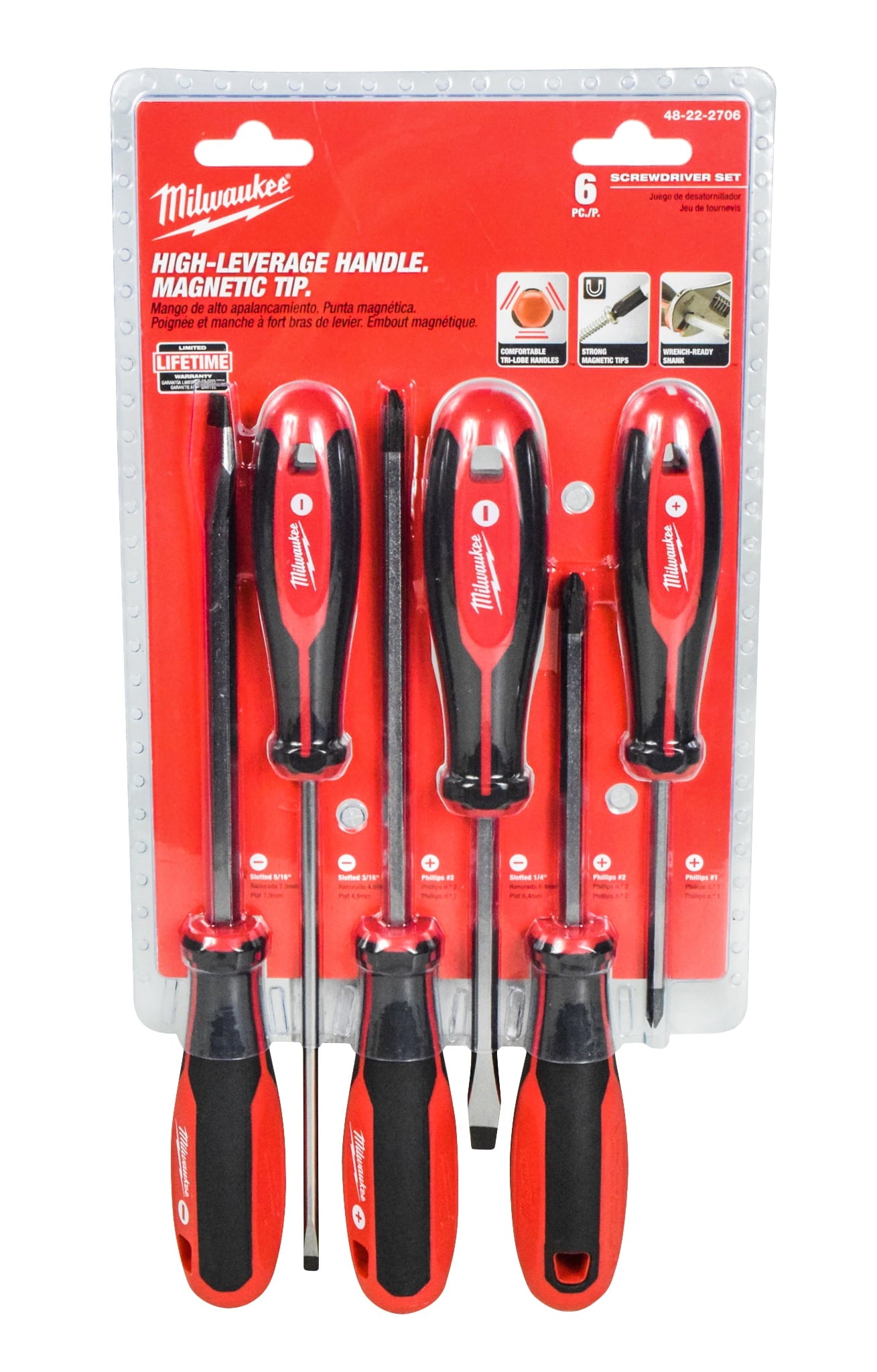 Milwaukee 48-22-2706 6 pc. Phillip/Slotted Hex Screwdriver Kit