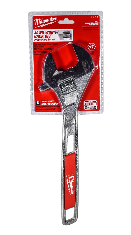 Milwaukee 48-22-7415 15" Adjustable Wrench with 1-3/4" Capacity