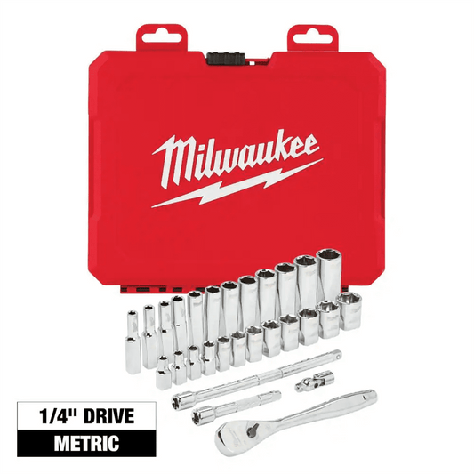 Milwaukee 48-22-9504 1/4" Drive 28pc Ratchet & Socket Set - Metric