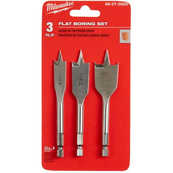 Milwaukee 48-27-0020 3 Piece Stubby Flat Boring Set