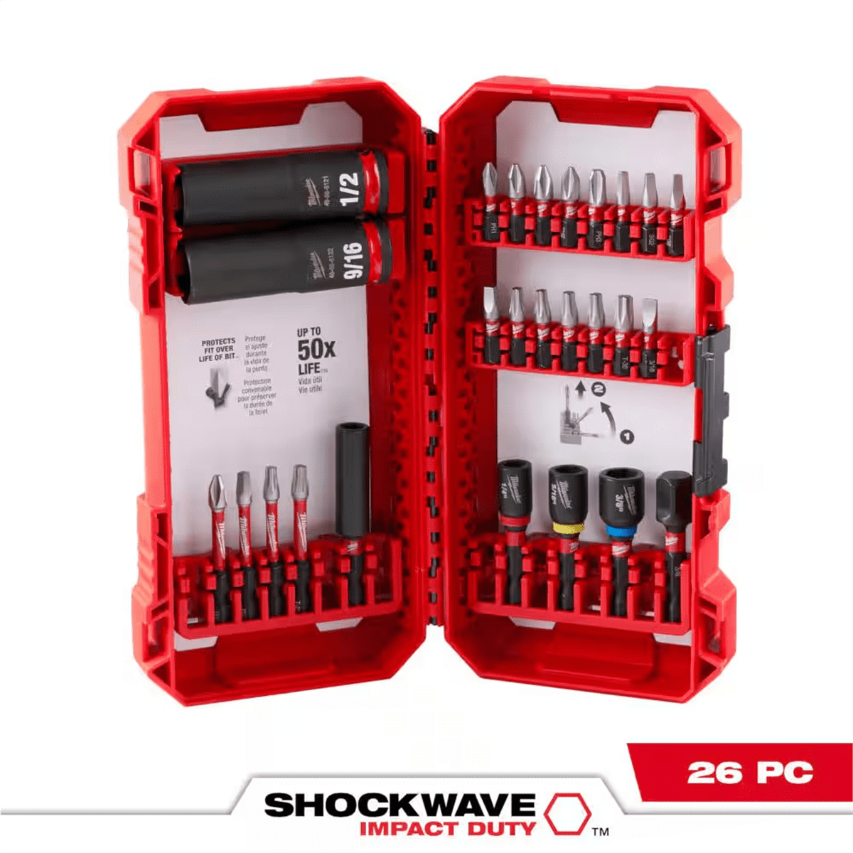 Milwaukee 48-32-4408 SHOCKWAVE 26-Piece Impact Duty Drive & Fasten Set