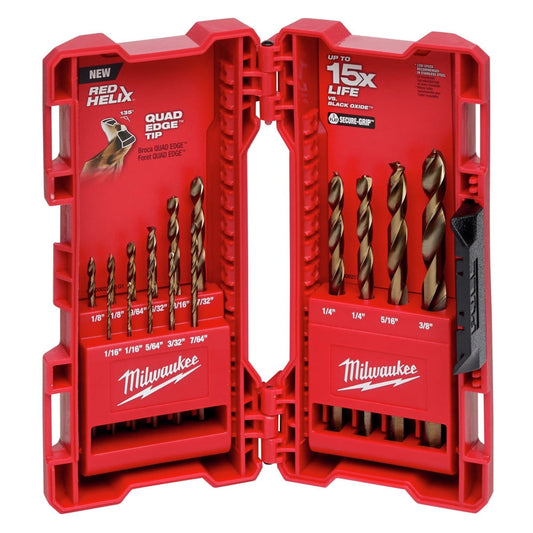 Milwaukee 48-89-2331 - 15-Piece RED HELIX Cobalt Fractional Drill Bit Set