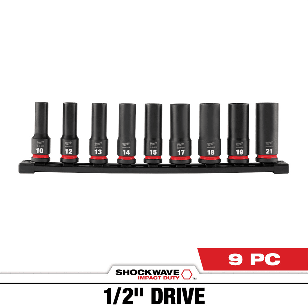 Milwaukee Tool 9PC SHOCKWAVE Impact Duty 1/2" Drive Metric Deep 6 Point Socket Set