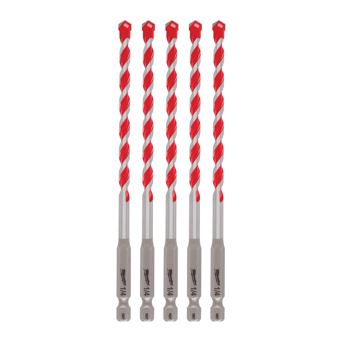 Milwaukee Tool 1/4" x 4" x 6" SHOCKWAVE Impact Duty Carbide Hammer Drill Bits - Bulk 5 PK