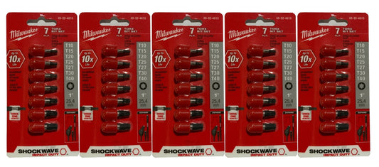 Milwaukee Electric Tools (5-Pack) 48-32-4615 1"Torx 7 Piece Drill Bit Set