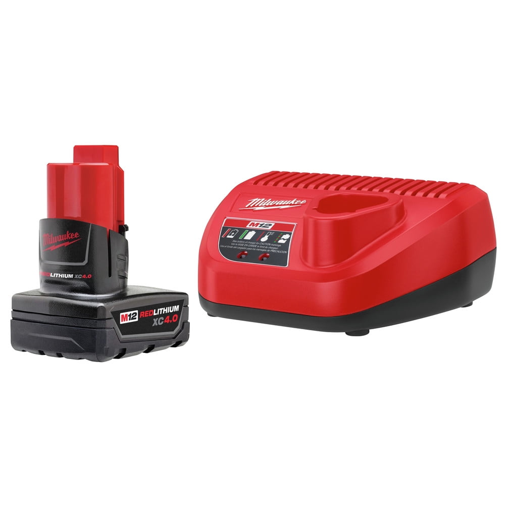 Milwaukee M12 12 V 4 Ah Lithium-Ion Battery and Charger Starter Kit