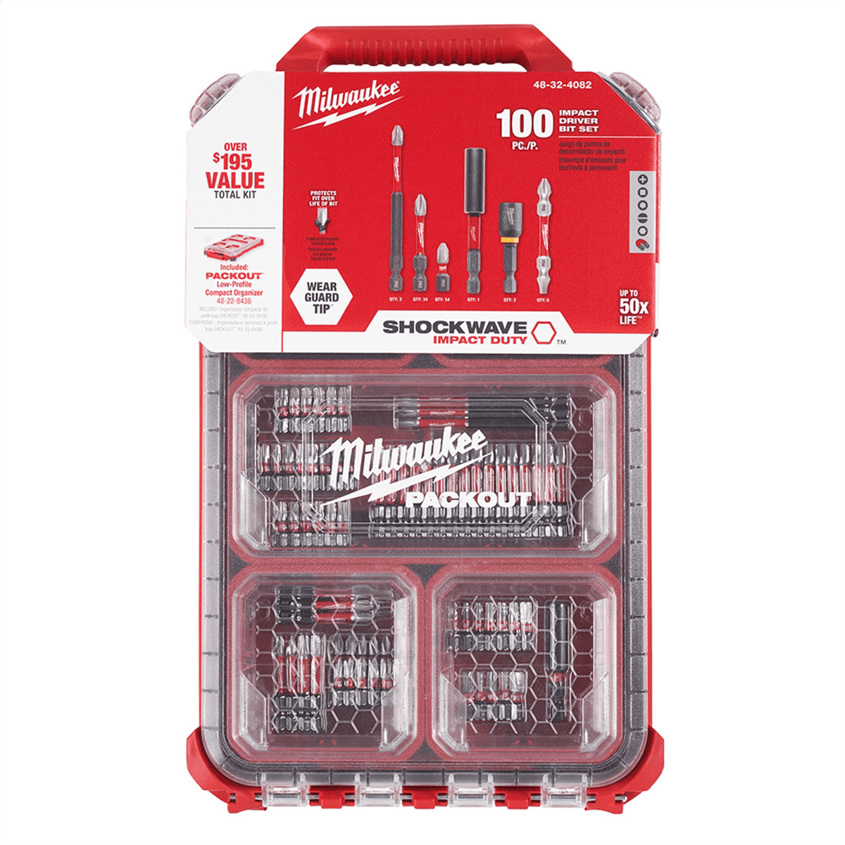 Milwaukee 48-32-4082 100 Pc. Shockwave PACKOUT Bit Set