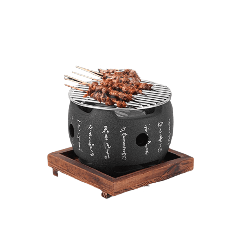 Mini Japanese Style BBQ Grill, Portable Barbecue Stove Aluminium Alloy Charcoal Stove with Wire Mesh Grill and Base Japanese Tabletop Household Barbecue Tools