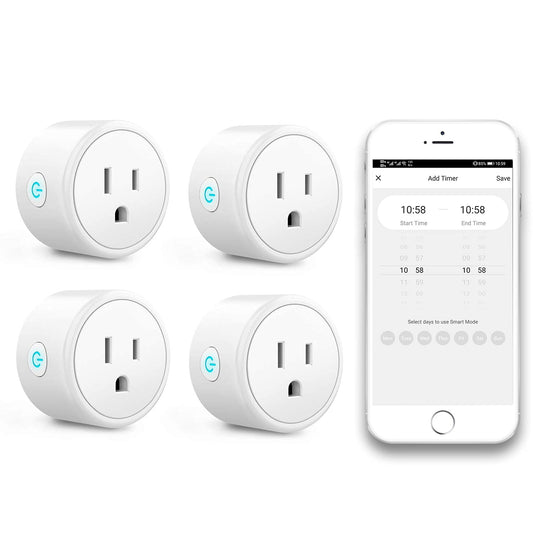 Mini Smart Plug That Compatible with Alexa, Google Home & SmartThings, WiFi Plug with Remote & Voice Control, Smart Socket with Timer & Schedule, 4PCS