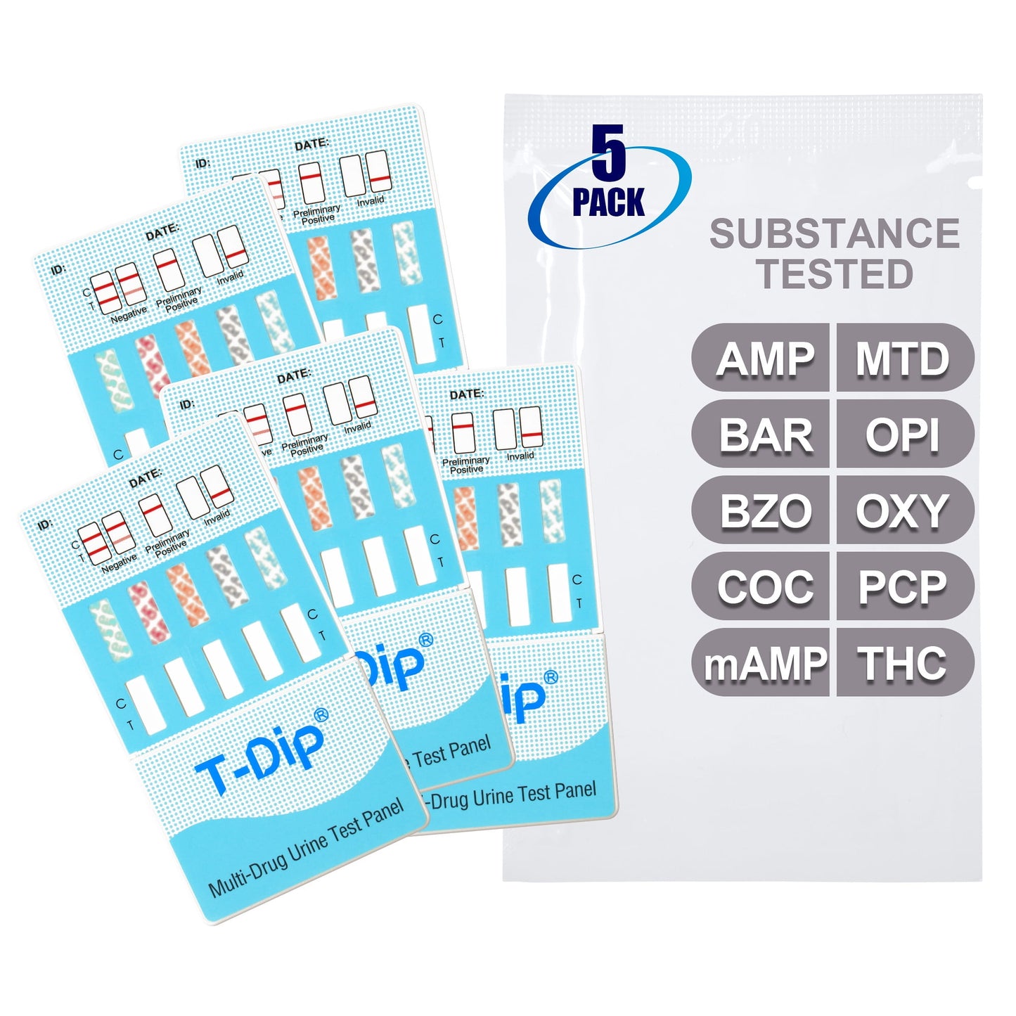 Mintegrity [5pk] - 10-Panel Dip Card Instant Urine Drug Test - (AMP/BAR/BZO/COC/mAMP/MTD/OPI/OXY/PCP/THC) #MT-WDOA-4104