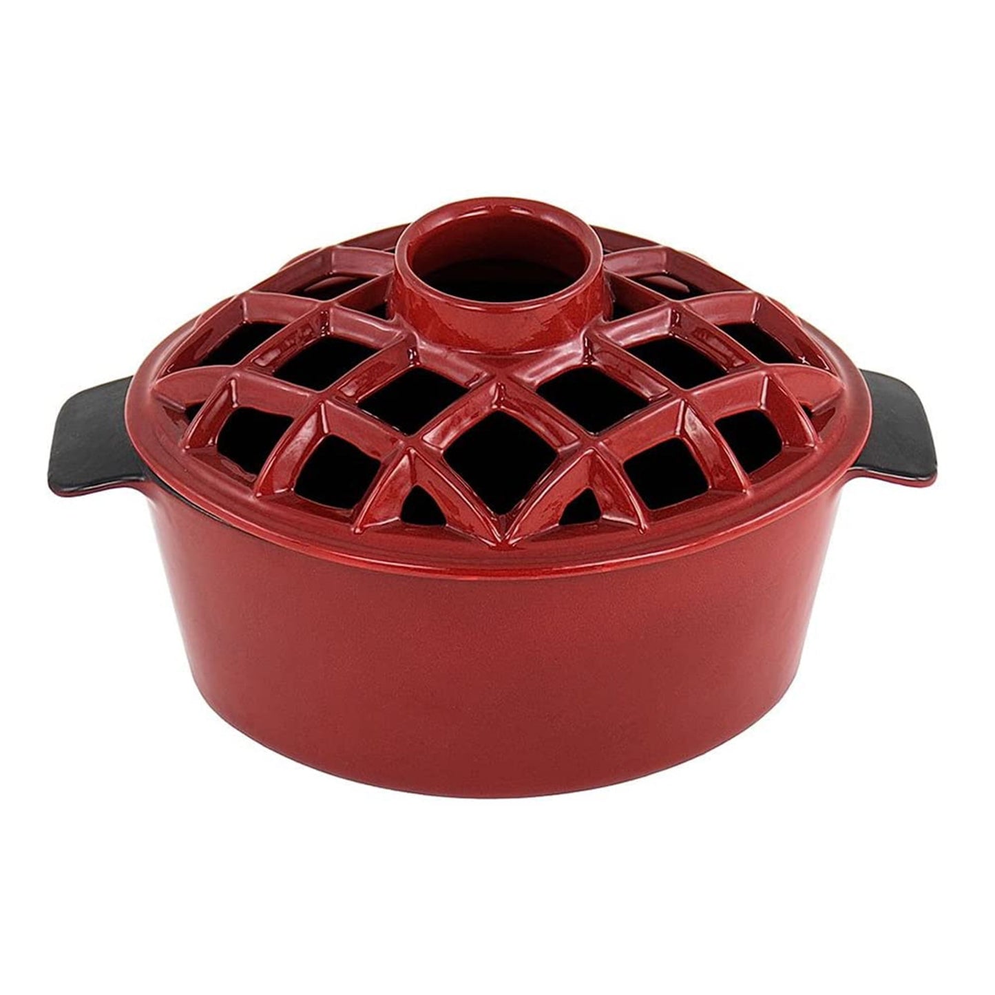 Minuteman International Cast Iron Wood Stove Lattice Top Steamer, Red