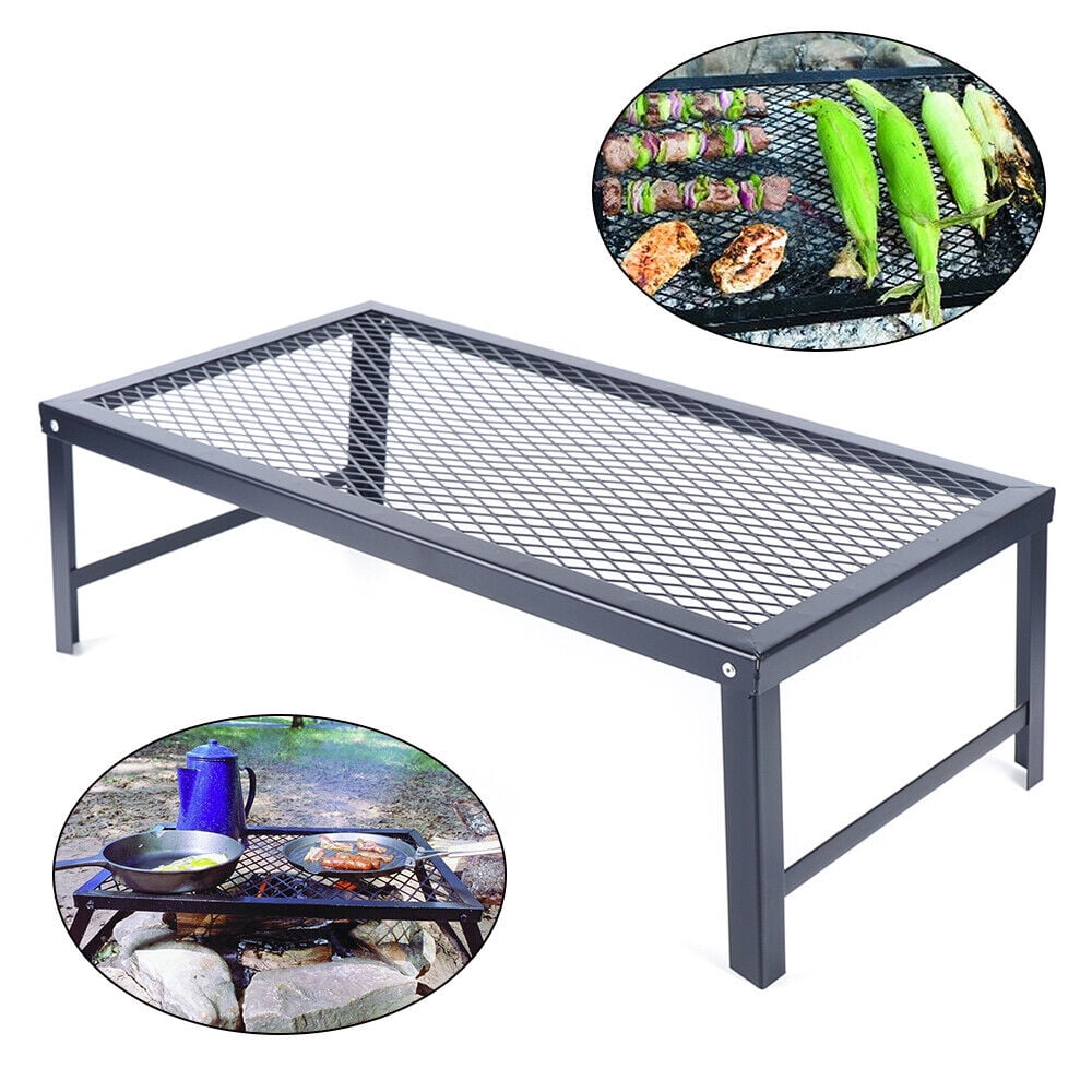 Miumaeov Camp Grill Fire Pit Grate Campfire Cooking Stand BBQ Rack Pit Over Fire Portable