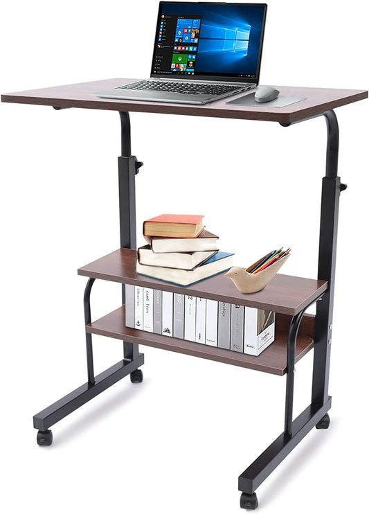 Miumaeov obile Standing Desk, Height Adjustable Laptop Desk Cart Side Table with Wheels Sofa Side Bed Table Portable Desk, Height from 26.37 to 35.43in, Tabletop 23.62 x 15.74in