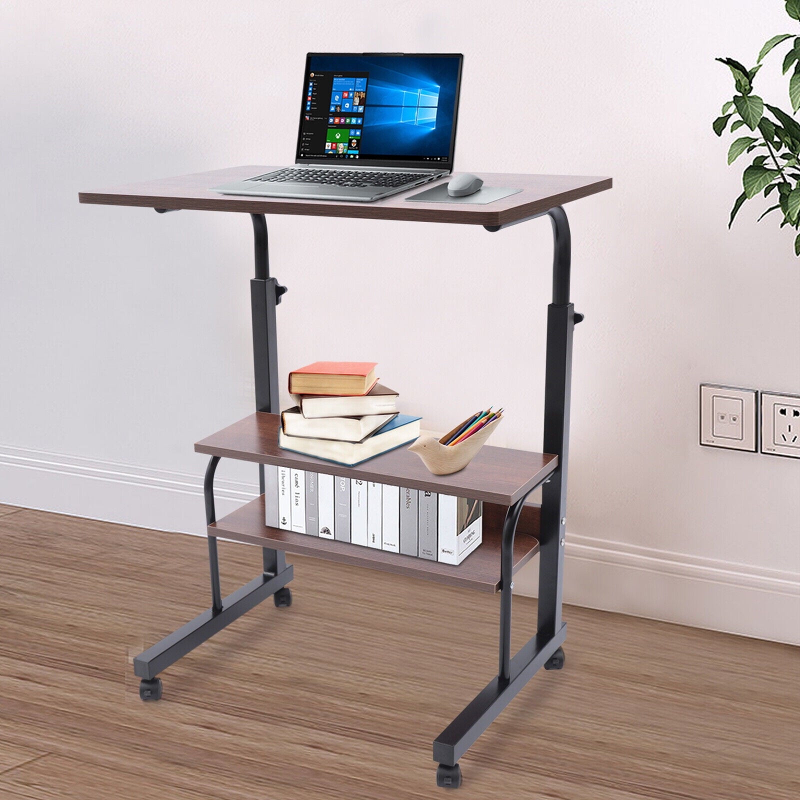 Mobile Side Table Mobile Laptop Desk Cart Tray Table Adjustable Sofa Side Bed Table Portable Desk with Wheels Student Laptop Desk