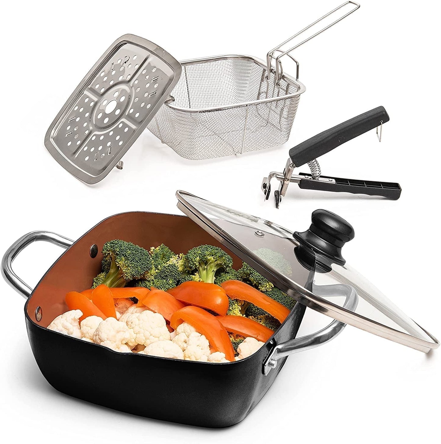 Moss & Stone 6-Piece Copper Cookware Set with Non Stick Frying Pan & Pot, Dishwasher & Oven Safe