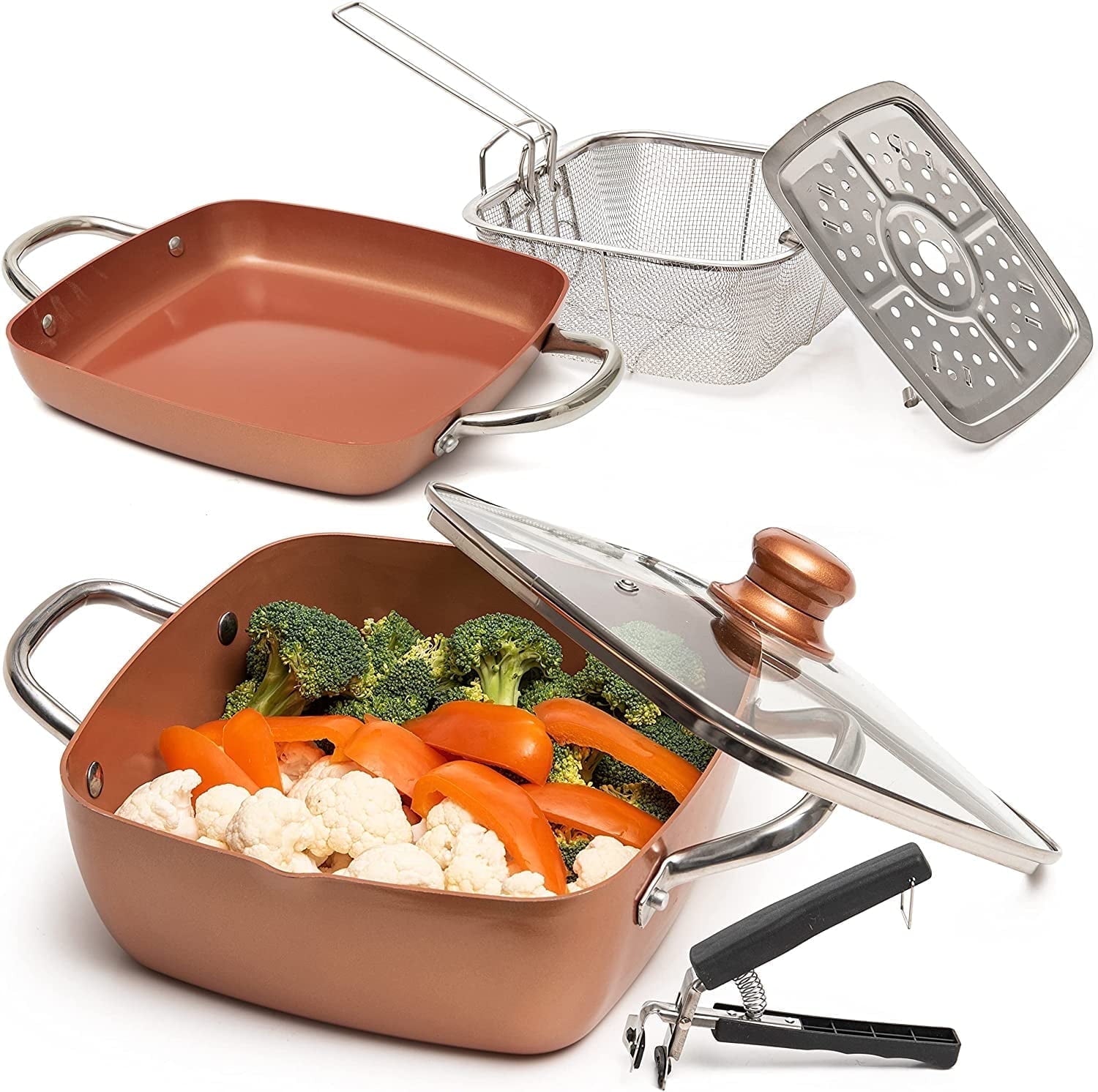 Moss & Stone 6-Piece Copper Cookware Set with Non Stick Frying Pan & Pot, Dishwasher & Oven Safe