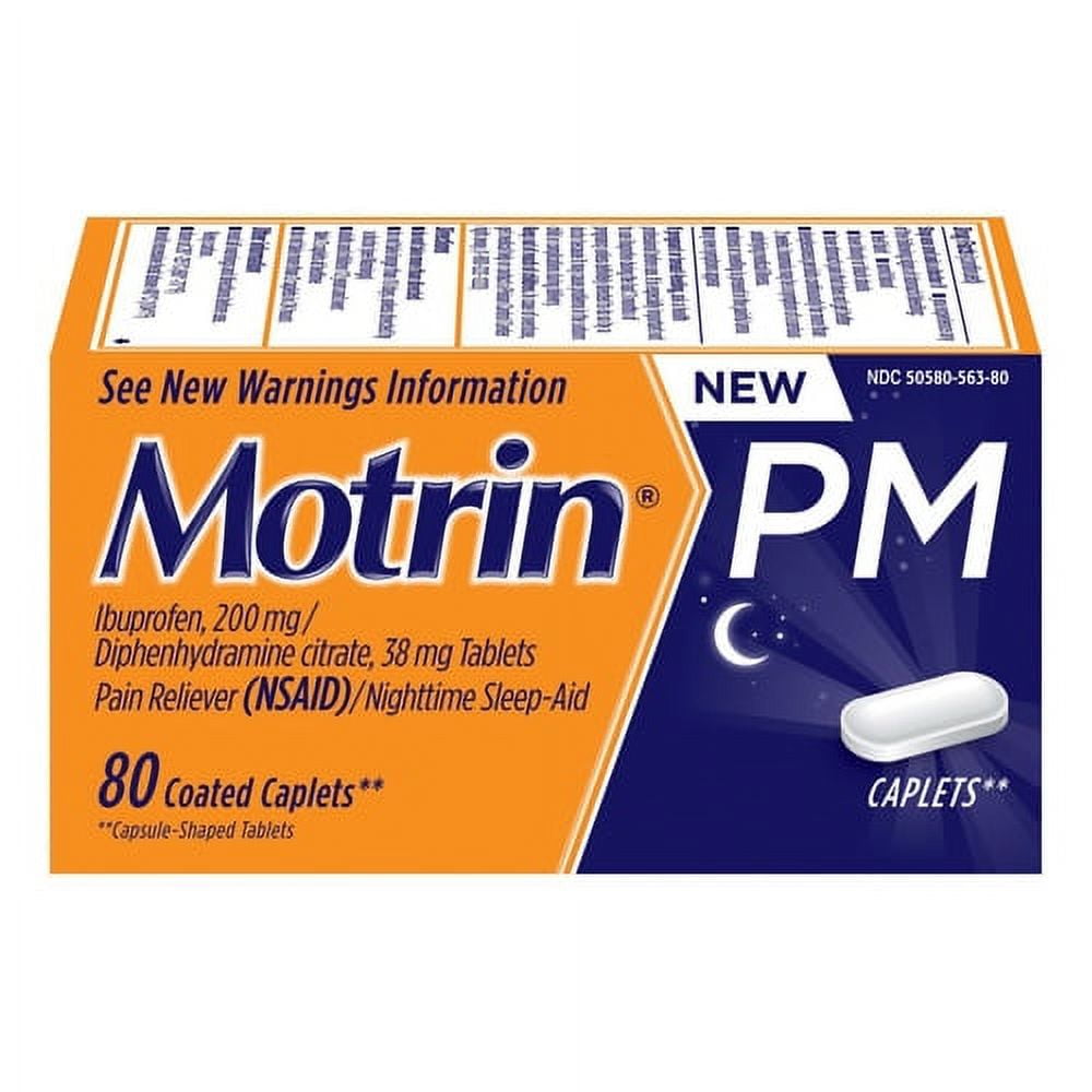 Motrin Pm Ibuprofen 200 mg Pain Reliever and Nighttime Sleep-Aid Caplets - 80 Ea