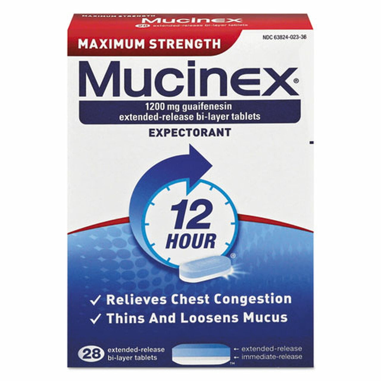 Mucinex-1PK Maximum Strength Expectorant, 28 Tablets/box