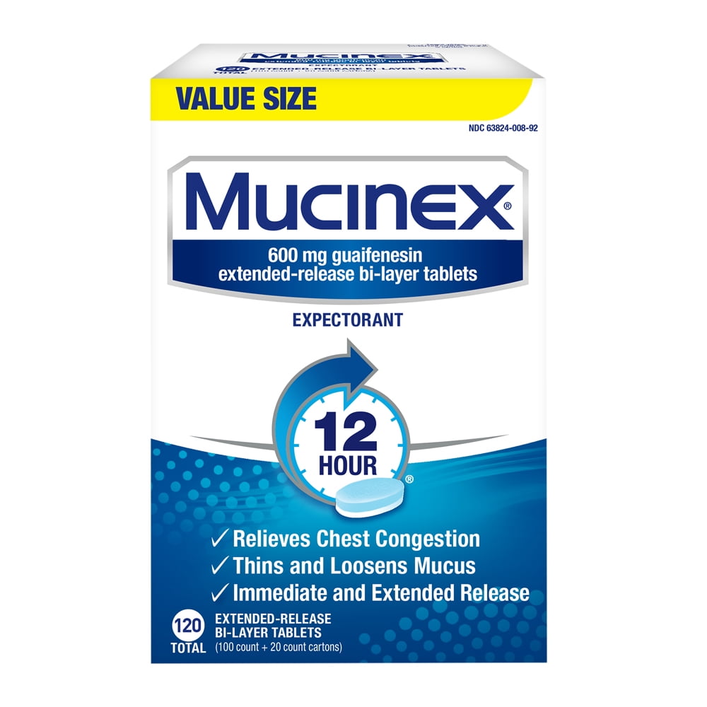 Mucinex Expectorant 12 Hour Extended Release Tablets, 120ct