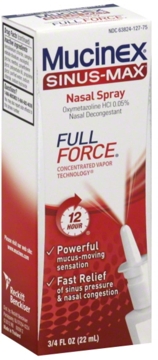 Mucinex Sinus-Max Full Force Nasal Spray 0.75 oz (Pack of 3)