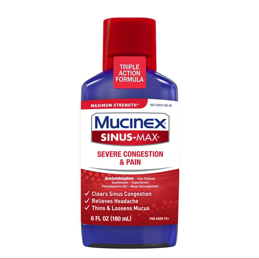 Mucinex Sinus-Max Severe Congestion Relief Liquid - 6 oz ,{Pack of 4}