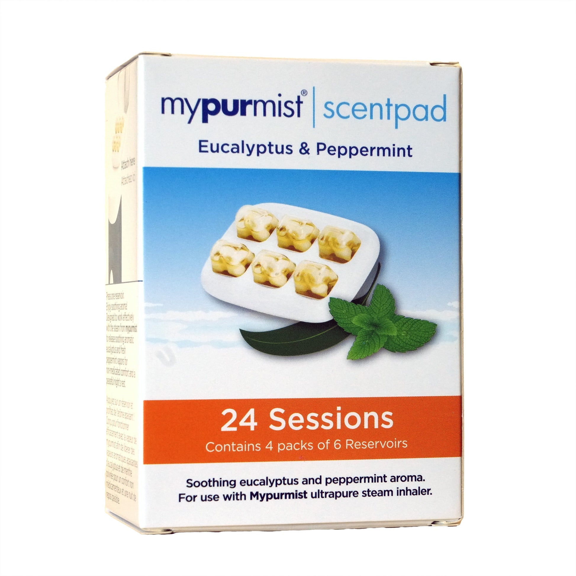 Mypurmist ScentPad Eucalyptus and Peppermint for Mypurmist Ultrapure Handheld Vaporizer and Humidifier Devices, 24 reservoirs