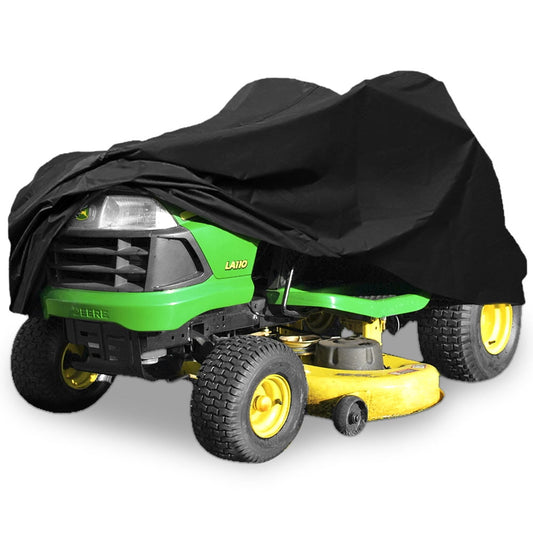 NEH Deluxe Riding Lawn Mower Tractor Cover Fits Decks up to 62" - Black - 190T Polyester Taffeta PA Coated Water and Sunray Resistant Storage Cover - 82" L x 50" W x 47" H