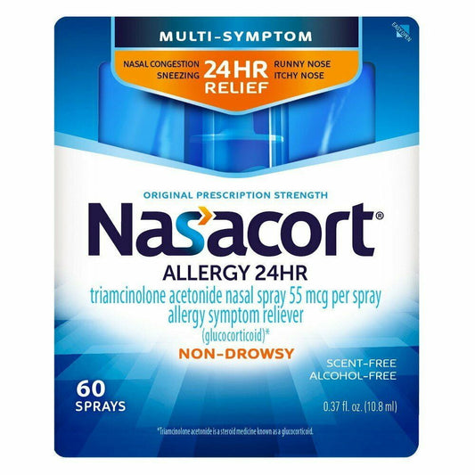 Nasacort Allergy 24 Hour 60 Sprays, 0.37 oz (Pack of 2)