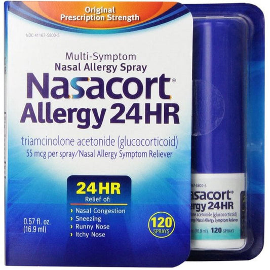 Nasacort Allergy 24HR Nasal Spray for Adults, Non-Drowsy & Alcohol-Free, 120 Sprays, 0.57oz