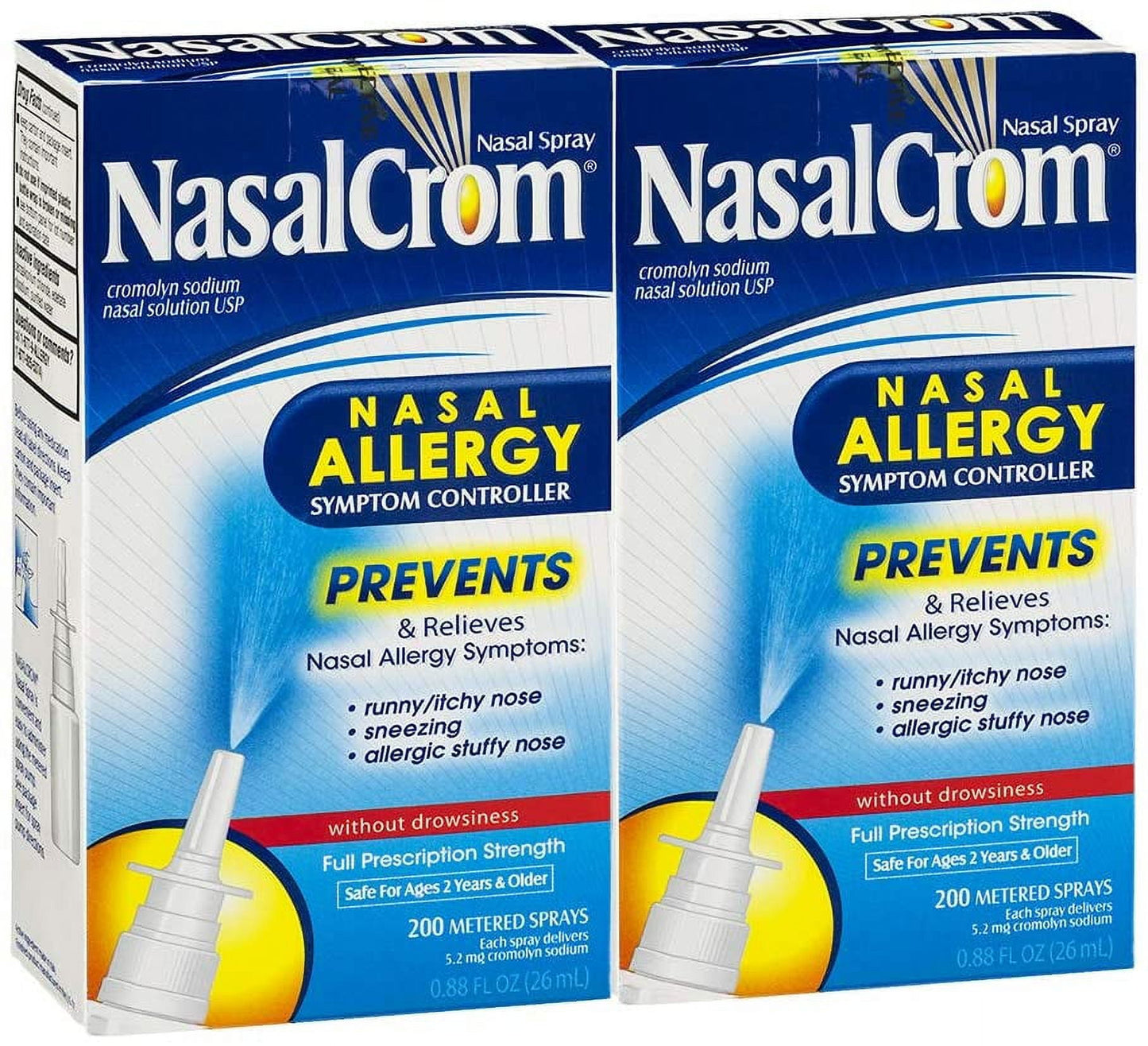 NasalCrom Nasal Allergy Sprays Symptom Controller, 200 Sprays .88 FL OZ, 2 Pack)