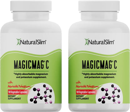 NaturalSlim MagicMag®C - 2-Pack Magnesium Citrate Capsules w/ Potassium, 100 Ct