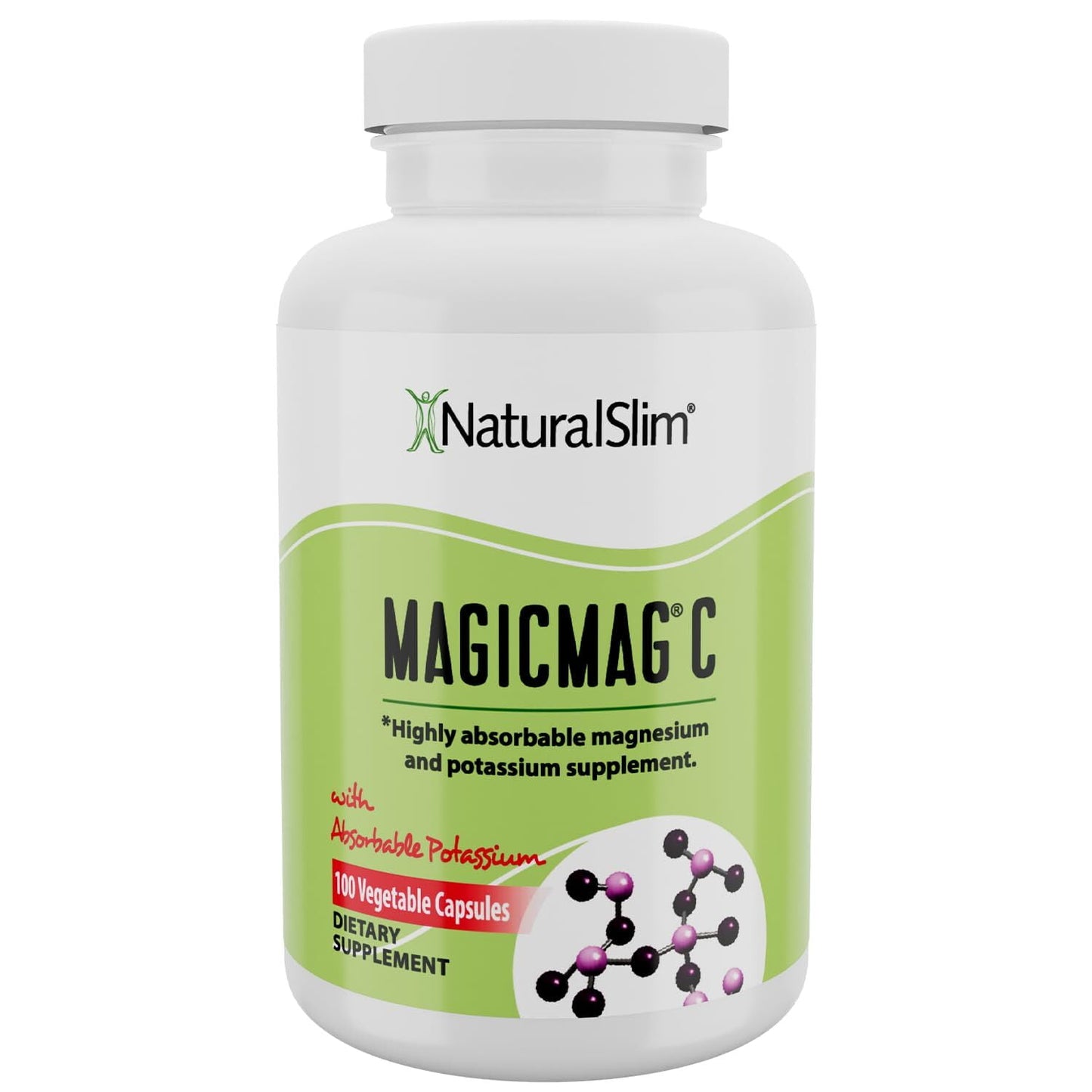 NaturalSlim MagicMag®C - 2-Pack Magnesium Citrate Capsules w/ Potassium, 100 Ct